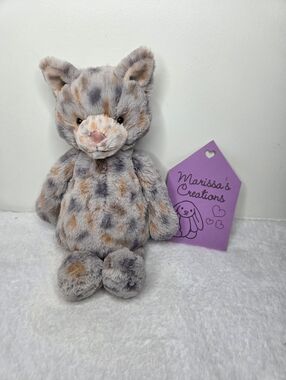 SOLD - EUC Customized Jellycat Medium Bashful Kitten "James"